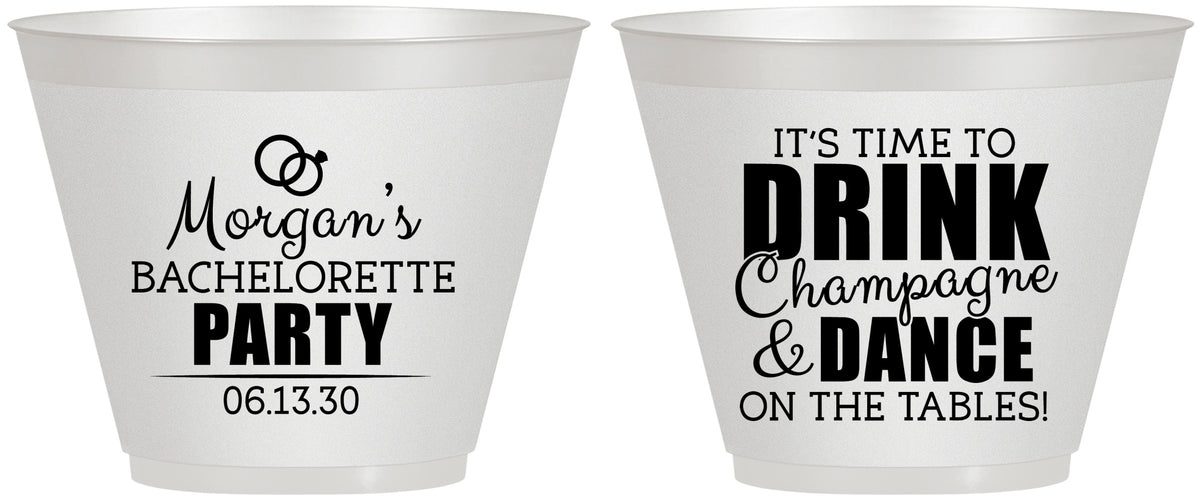Custom Bachelorette 9 oz Wine Frosted Cups - Drink Champagne Dance | 60154