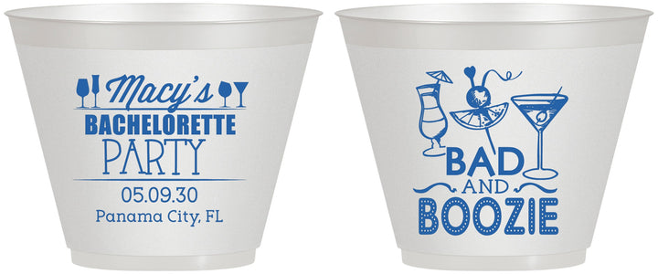 Custom Bachelorette 9 oz Wine Frosted Cups - Bad And Boozie | 60155