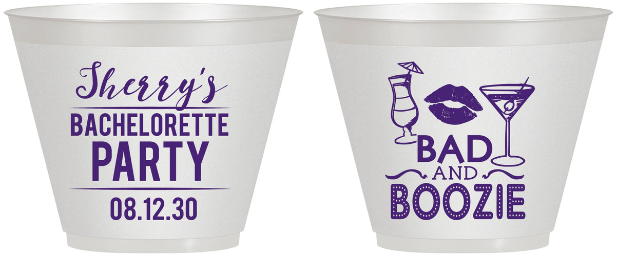 Custom Bachelorette 9 oz Wine Frosted Cups - Bad And Boozie | 60156
