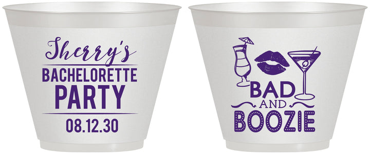 Custom Bachelorette 9 oz Wine Frosted Cups - Bad And Boozie | 60156