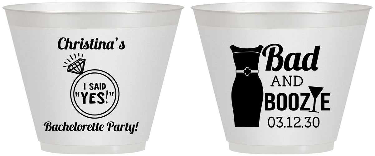 Custom Bachelorette 9 oz Wine Frosted Cups - Bad And Boozie | 60157