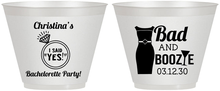 Custom Bachelorette 9 oz Wine Frosted Cups - Bad And Boozie | 60157