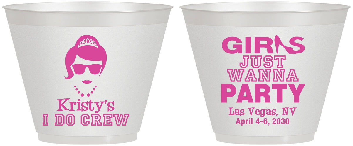 Custom Bachelorette 9 oz Wine Frosted Cups - Girls Just Wanna Party | 60158