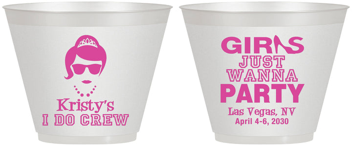 Custom Bachelorette 9 oz Wine Frosted Cups - Girls Just Wanna Party | 60158