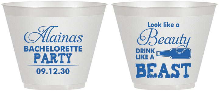 Custom Bachelorette 9 oz Wine Frosted Cups - Beauty Beast | 60161