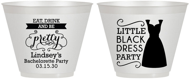 Custom Bachelorette 9 oz Wine Frosted Cups - Little Black Dress | 60164