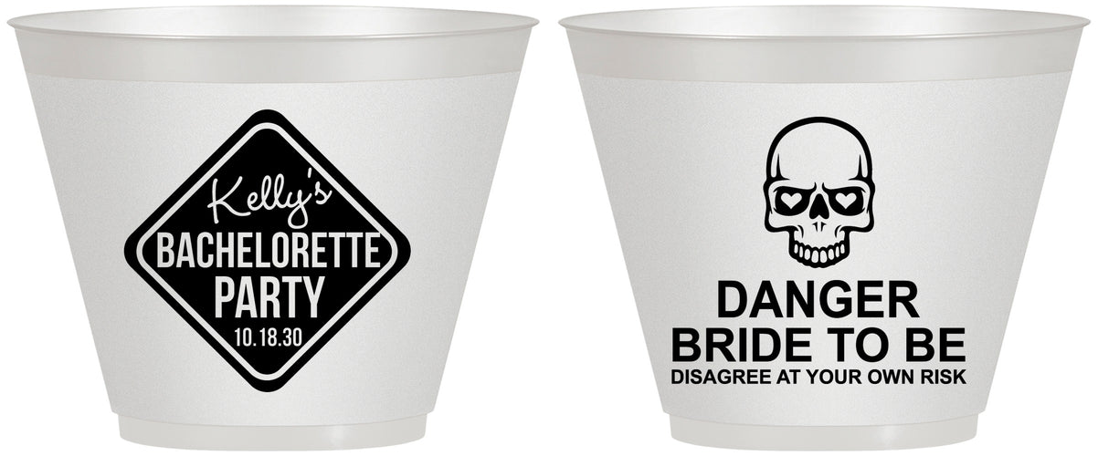 Custom Bachelorette 9 oz Wine Frosted Cups - Danger Bride To Be | 60165