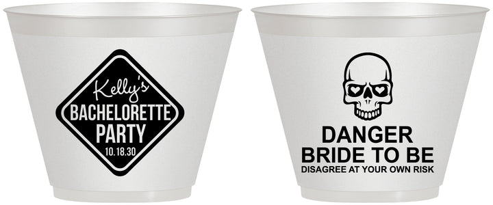 Custom Bachelorette 9 oz Wine Frosted Cups - Danger Bride To Be | 60165