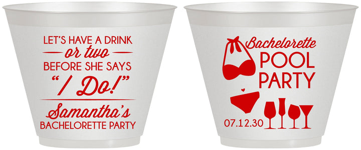 Custom Bachelorette 9 oz Wine Frosted Cups - Pool Party | 60167