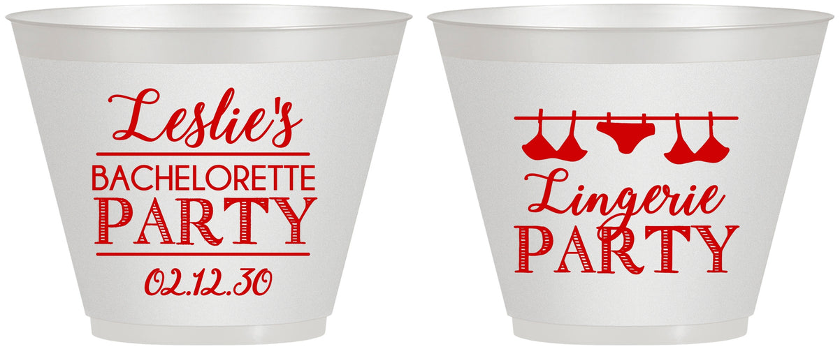 Custom Bachelorette 9 oz Wine Frosted Cups - Lingerie Party | 60171