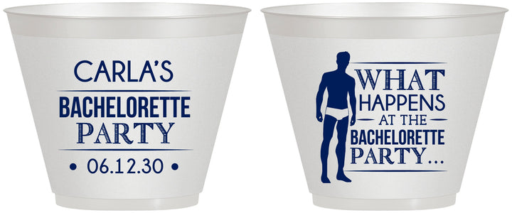 Custom Bachelorette 9 oz Wine Frosted Cups - What Happens | 60172