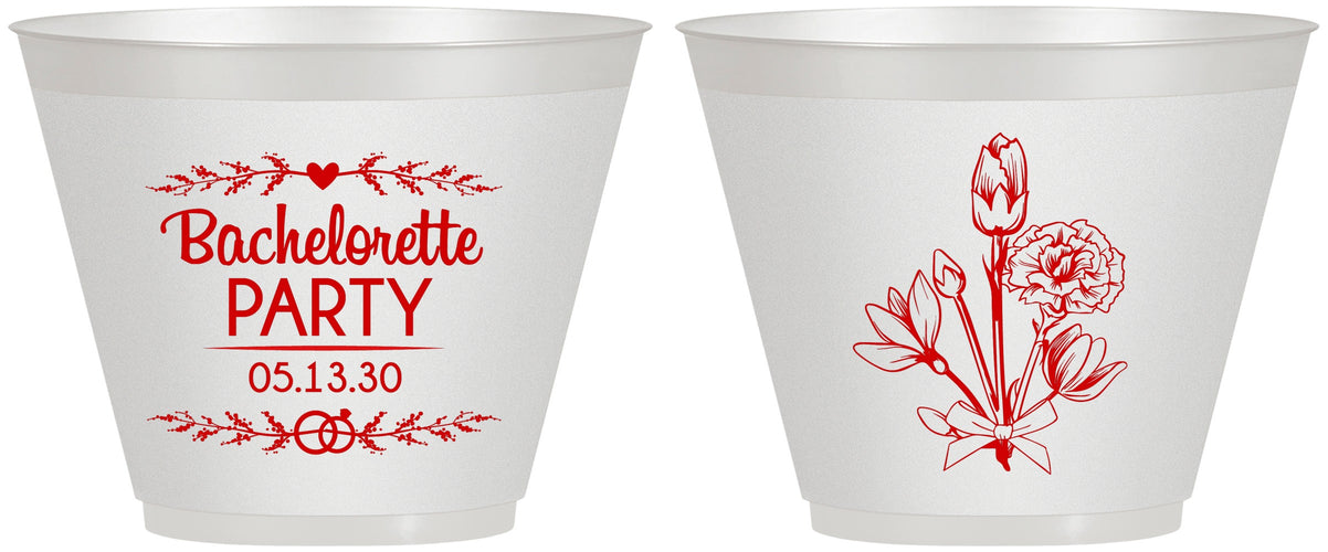 Custom Bachelorette 9 oz Wine Frosted Cups - Flowers | 60174