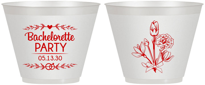 Custom Bachelorette 9 oz Wine Frosted Cups - Flowers | 60174