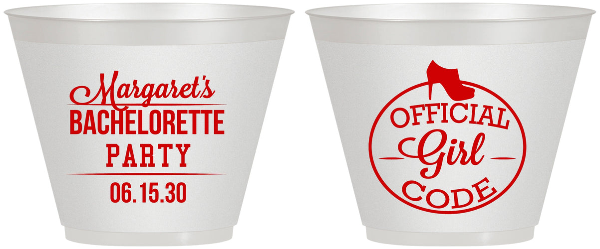 Custom Bachelorette 9 oz Wine Frosted Cups - Official Girl Code | 60176