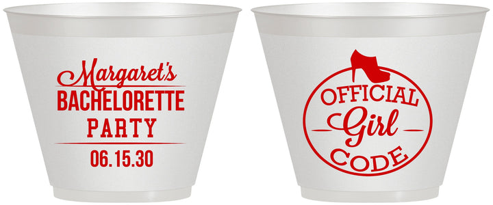 Custom Bachelorette 9 oz Wine Frosted Cups - Official Girl Code | 60176