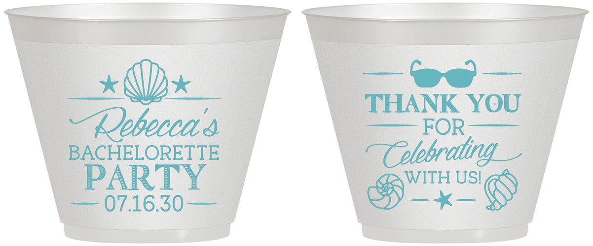 Custom Bachelorette 9 oz Wine Frosted Cups - Beach | 60177