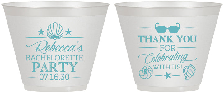 Custom Bachelorette 9 oz Wine Frosted Cups - Beach | 60177