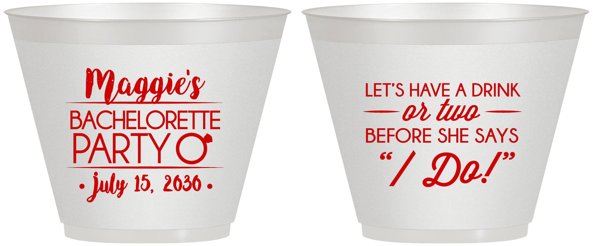 Custom Bachelorette 9 oz Wine Frosted Cups - Before She Says I Do | 60179