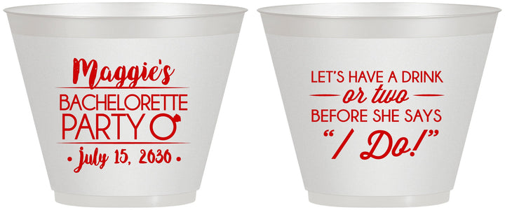 Custom Bachelorette 9 oz Wine Frosted Cups - Before She Says I Do | 60179