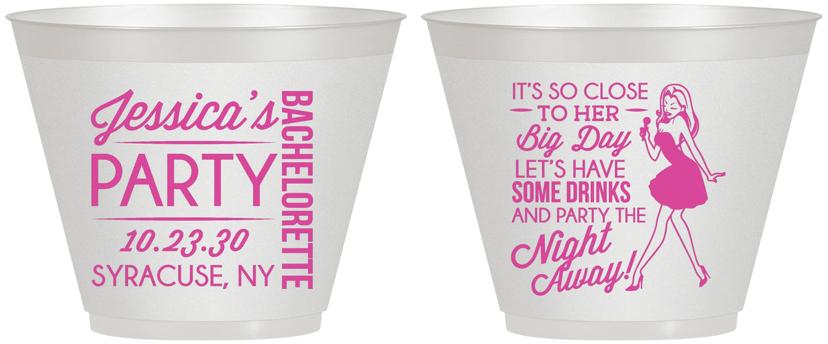 Custom Bachelorette 9 oz Wine Frosted Cups - Drink The Night Away | 60182