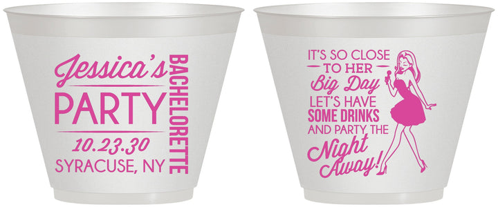 Custom Bachelorette 9 oz Wine Frosted Cups - Drink The Night Away | 60182