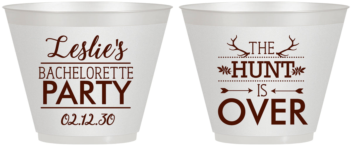 Custom Bachelorette 9 oz Wine Frosted Cups - The Hunt Is Over | 60184