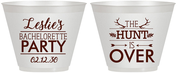 Custom Bachelorette 9 oz Wine Frosted Cups - The Hunt Is Over | 60184