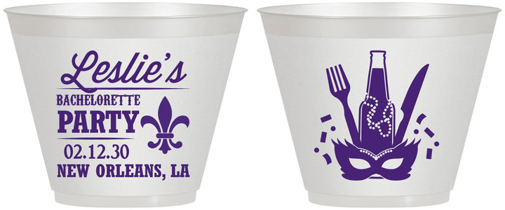Custom Bachelorette 9 oz Wine Frosted Cups - Mardi Gras | 60185