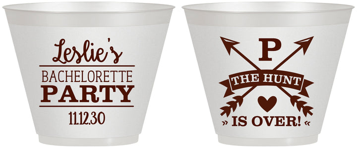 Custom Bachelorette 9 oz Wine Frosted Cups - The Hunt Is Over | 60186