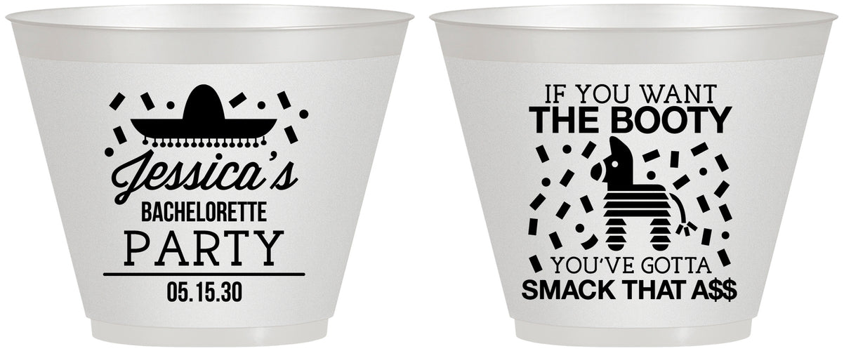 Custom Bachelorette 9 oz Wine Frosted Cups - Smack That Ass | 60192