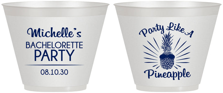 Custom Bachelorette 9 oz Wine Frosted Cups - Party Like A Pineapple | 60193