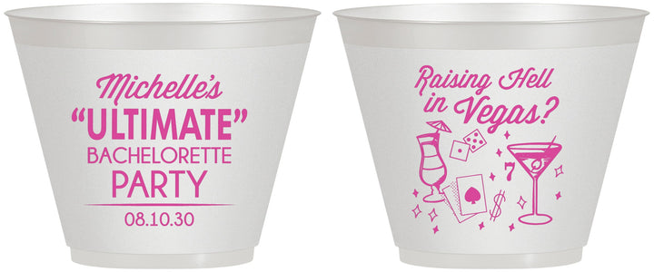 Custom Bachelorette 9 oz Wine Frosted Cups - Raising Hell In Vegas | 60196