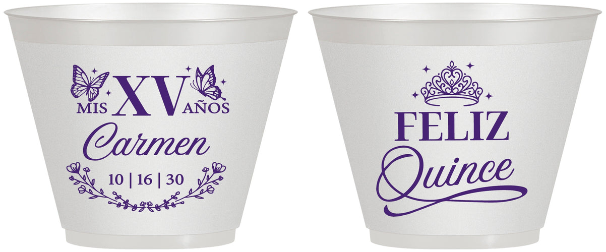 Custom Quinceanera 9 oz Wine Frosted Cups - Mis Quince Anos | 70000