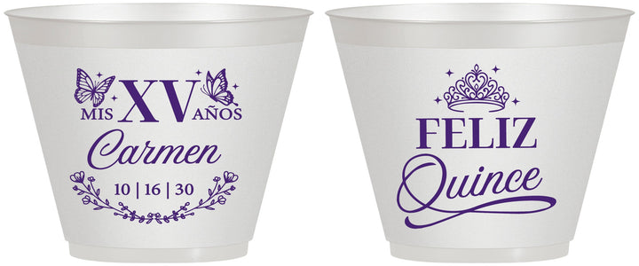 Custom Quinceanera 9 oz Wine Frosted Cups - Mis Quince Anos | 70000