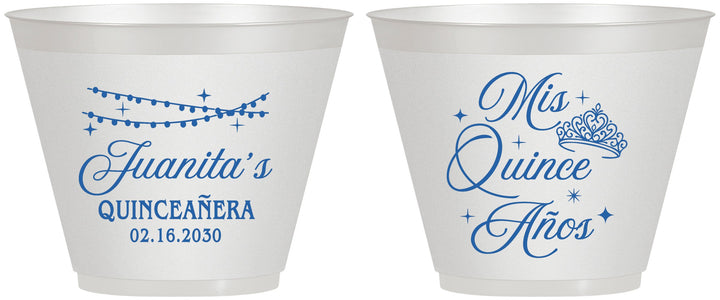 Custom Quinceanera 9 oz Wine Frosted Cups - Mis Quince Anos | 70001