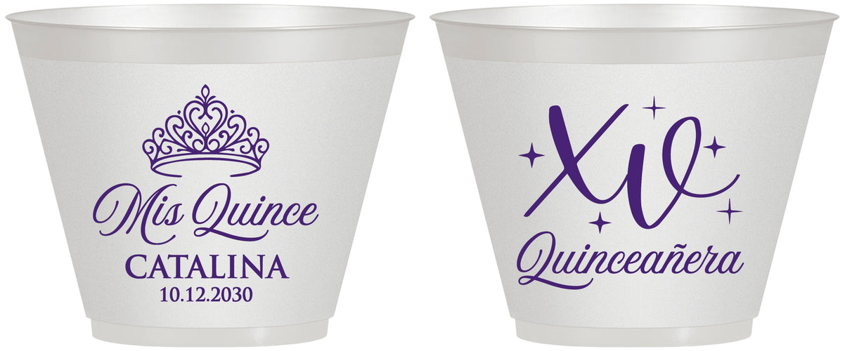 Custom Quinceanera 9 oz Wine Frosted Cups - Mis Quince Anos | 70002