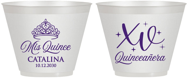 Custom Quinceanera 9 oz Wine Frosted Cups - Mis Quince Anos | 70002