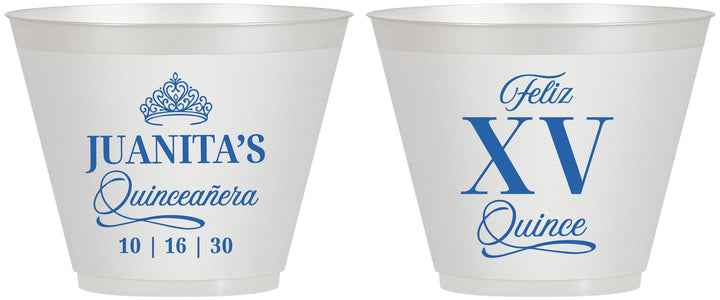 Custom Quinceanera 9 oz Wine Frosted Cups - Mis Quince Anos | 70003