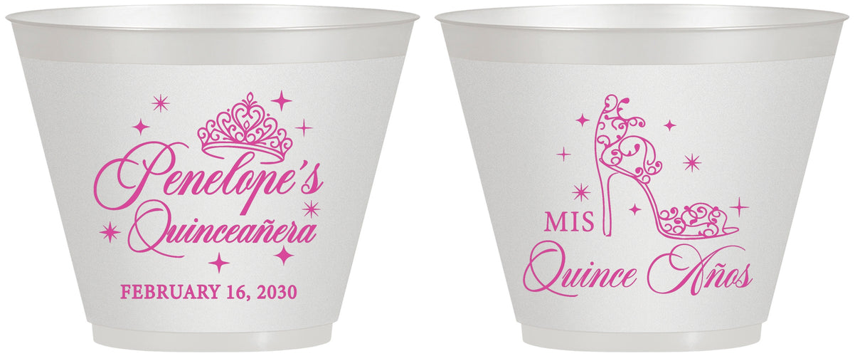 Custom Quinceanera 9 oz Wine Frosted Cups - Mis Quince Anos | 70004