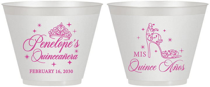 Custom Quinceanera 9 oz Wine Frosted Cups - Mis Quince Anos | 70004