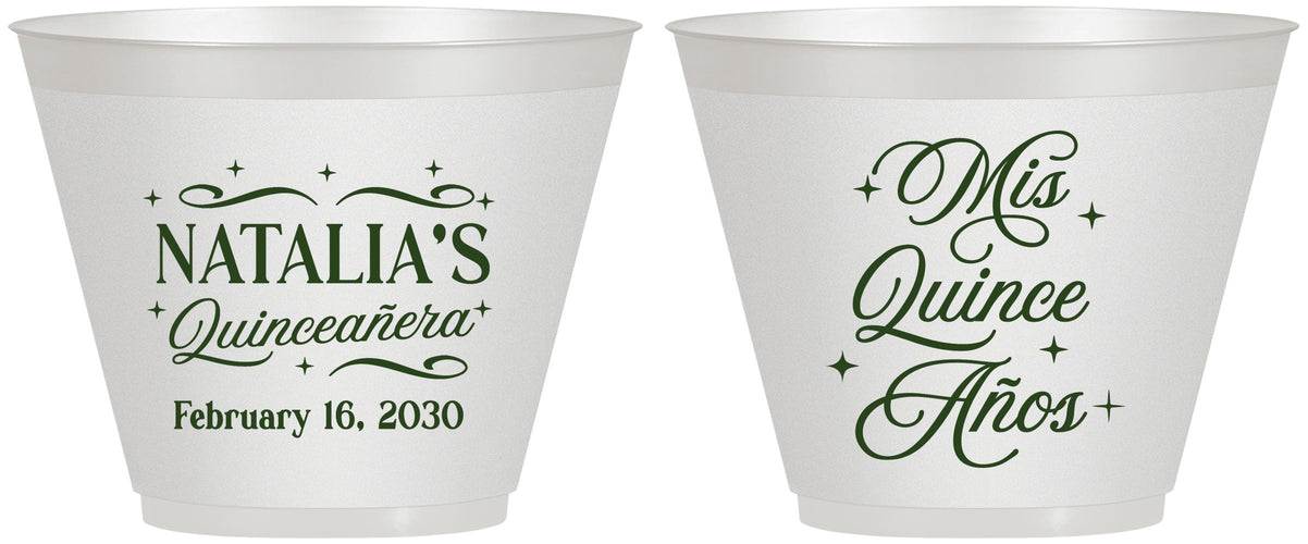 Custom Quinceanera 9 oz Wine Frosted Cups - Mis Quince Anos | 70006