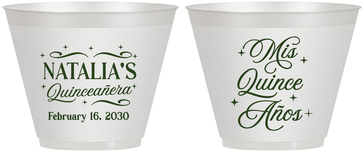Custom Quinceanera 9 oz Wine Frosted Cups - Mis Quince Anos | 70006