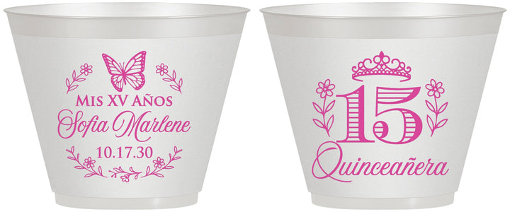 Custom Quinceanera 9 oz Wine Frosted Cups - Mis Quince Anos | 70007