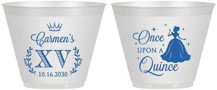 Custom Quinceanera 9 oz Wine Frosted Cups - Once Upon A Quince | 70011