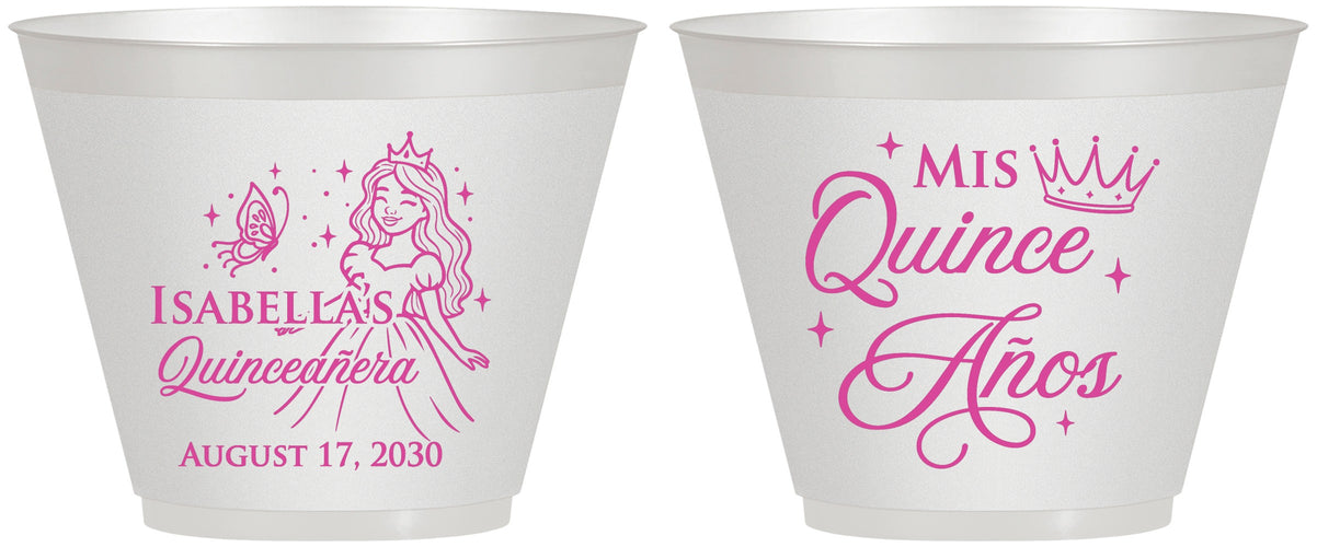 Custom Quinceanera 9 oz Wine Frosted Cups - Mis Quince Anos | 70012