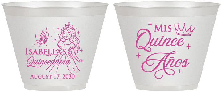 Custom Quinceanera 9 oz Wine Frosted Cups - Mis Quince Anos | 70012