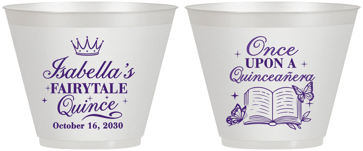 Custom Quinceanera 9 oz Wine Frosted Cups - Once Upon A Quince | 70013