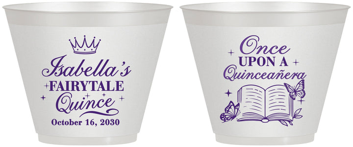 Custom Quinceanera 9 oz Wine Frosted Cups - Once Upon A Quince | 70013