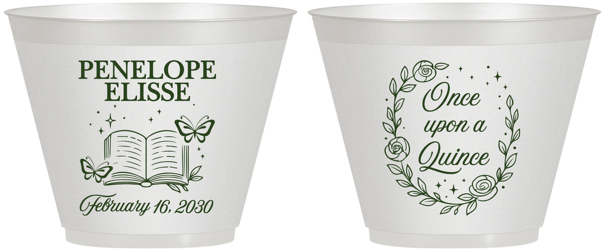 Custom Quinceanera 9 oz Wine Frosted Cups - Once Upon A Quince | 70014