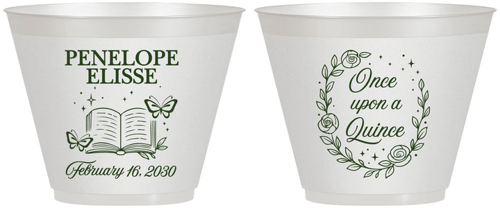 Custom Quinceanera 9 oz Wine Frosted Cups - Once Upon A Quince | 70014